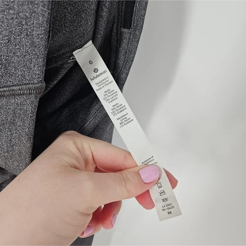 Lululemon Heathered Black Train Times 7/8 25